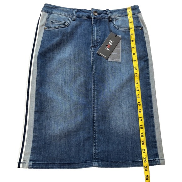 NEW Yest Side Stripe Denim Skirt Women's Size 6 Blue Med‎ Wash Stretch Pockets - Picture 5 of 10